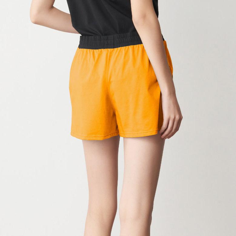Cool Cotton Shorts for women with contrasting waistband, lightweight, and wrinkle-resistant.