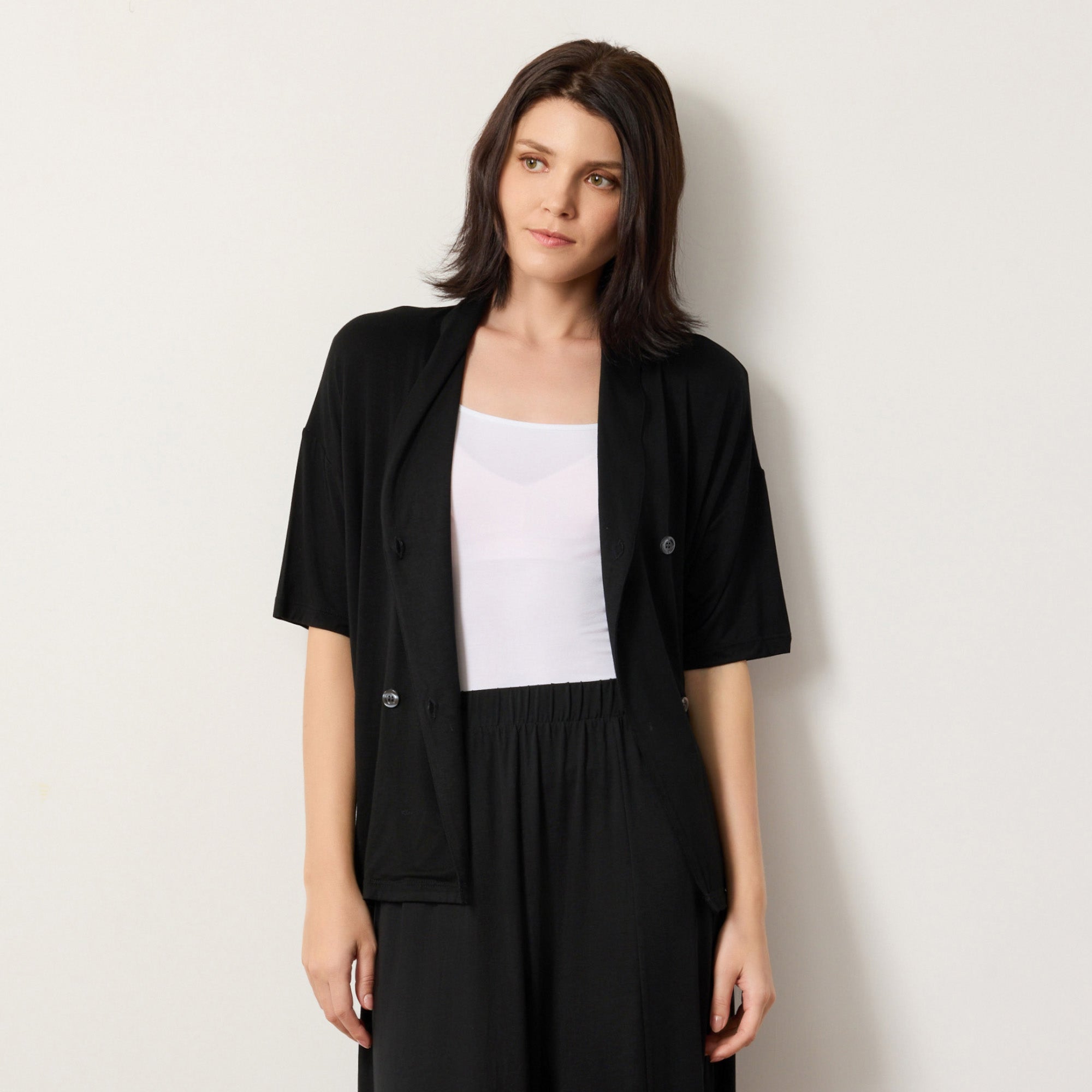 Silktouch TENCEL™ Modal Air Open Collar Short Sleeve Blouse