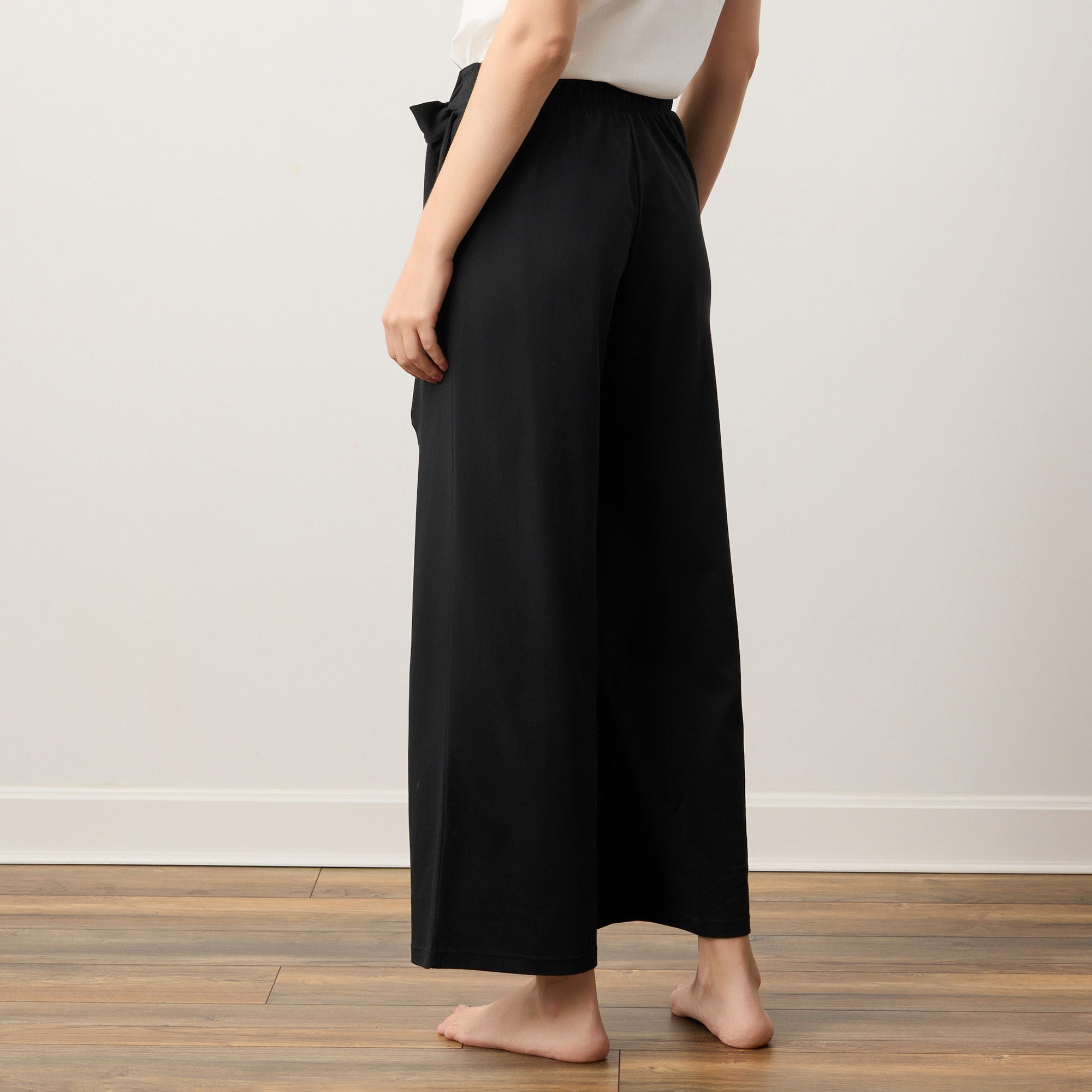 Cool Cotton Lounge Pants with tie-waist, wide-leg design for stylish comfort and versatility.