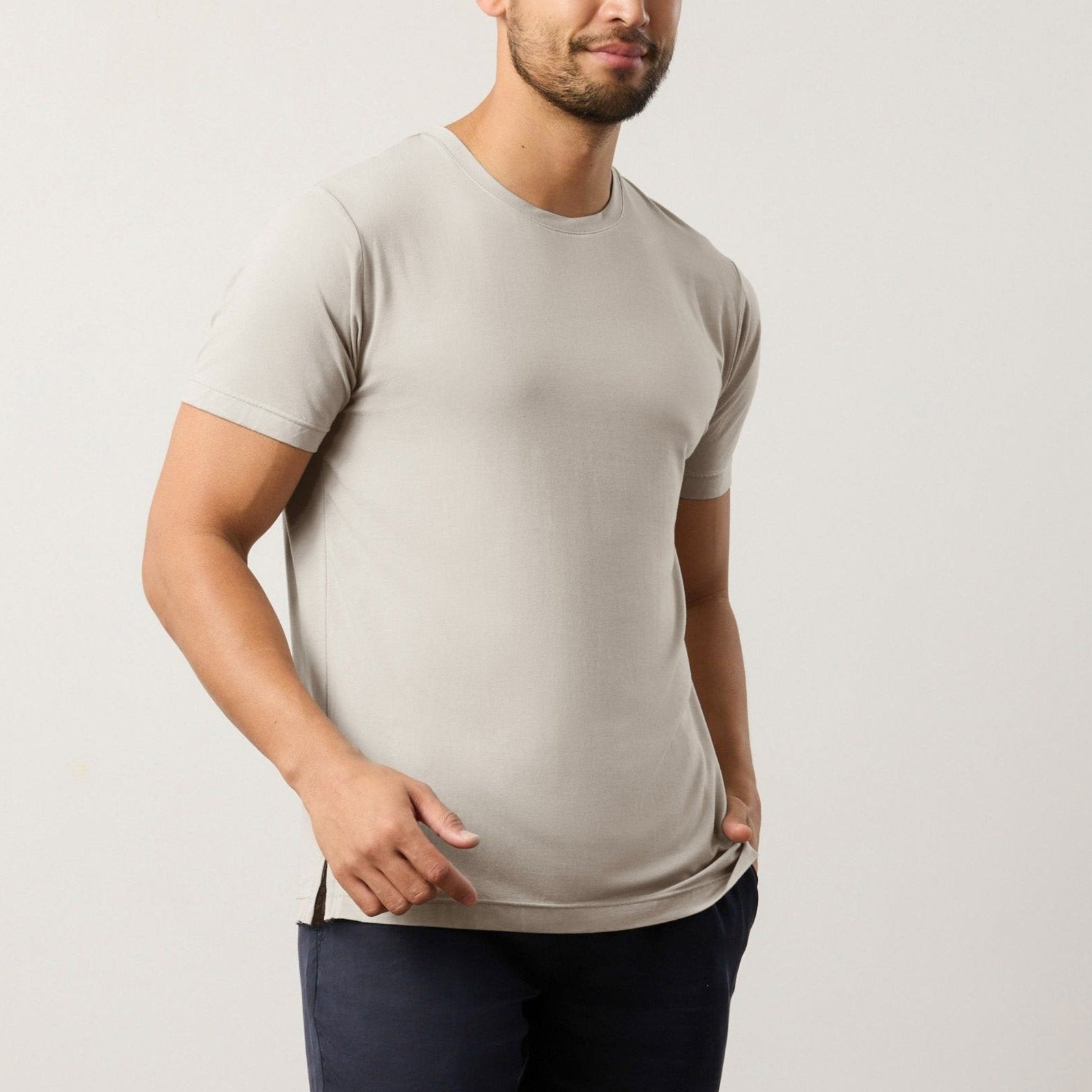 4 Pack Silktouch TENCEL™ Modal Air Round Neck Tees in soft, breathable fabric for everyday comfort.