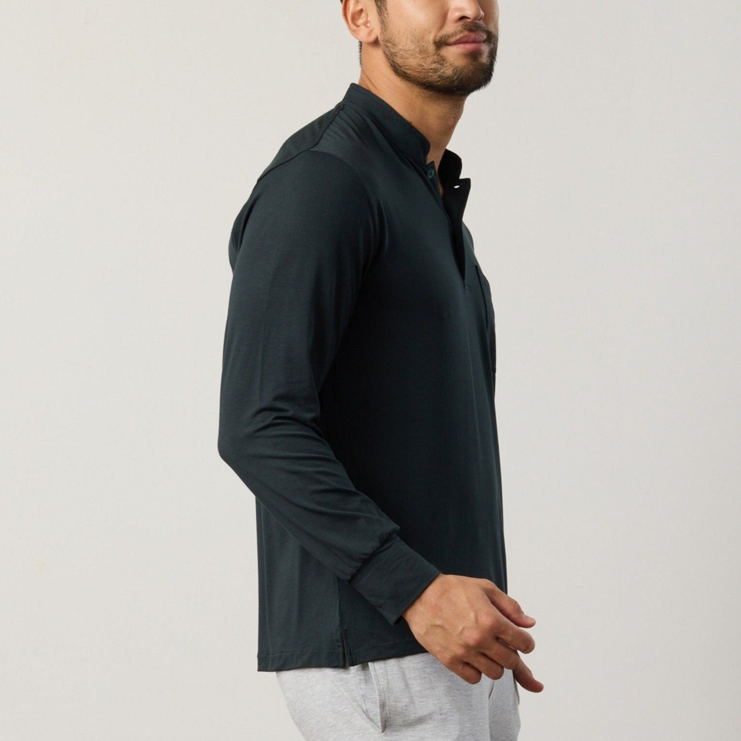 Silktouch TENCEL™ Modal Air Henley Neck Long Sleeve Top