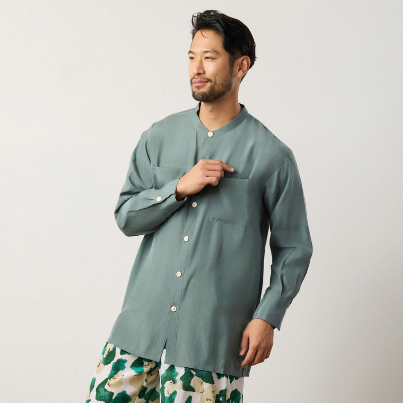 Flow TENCEL™ LUXE Grandad-Collar Long Sleeve Shirt