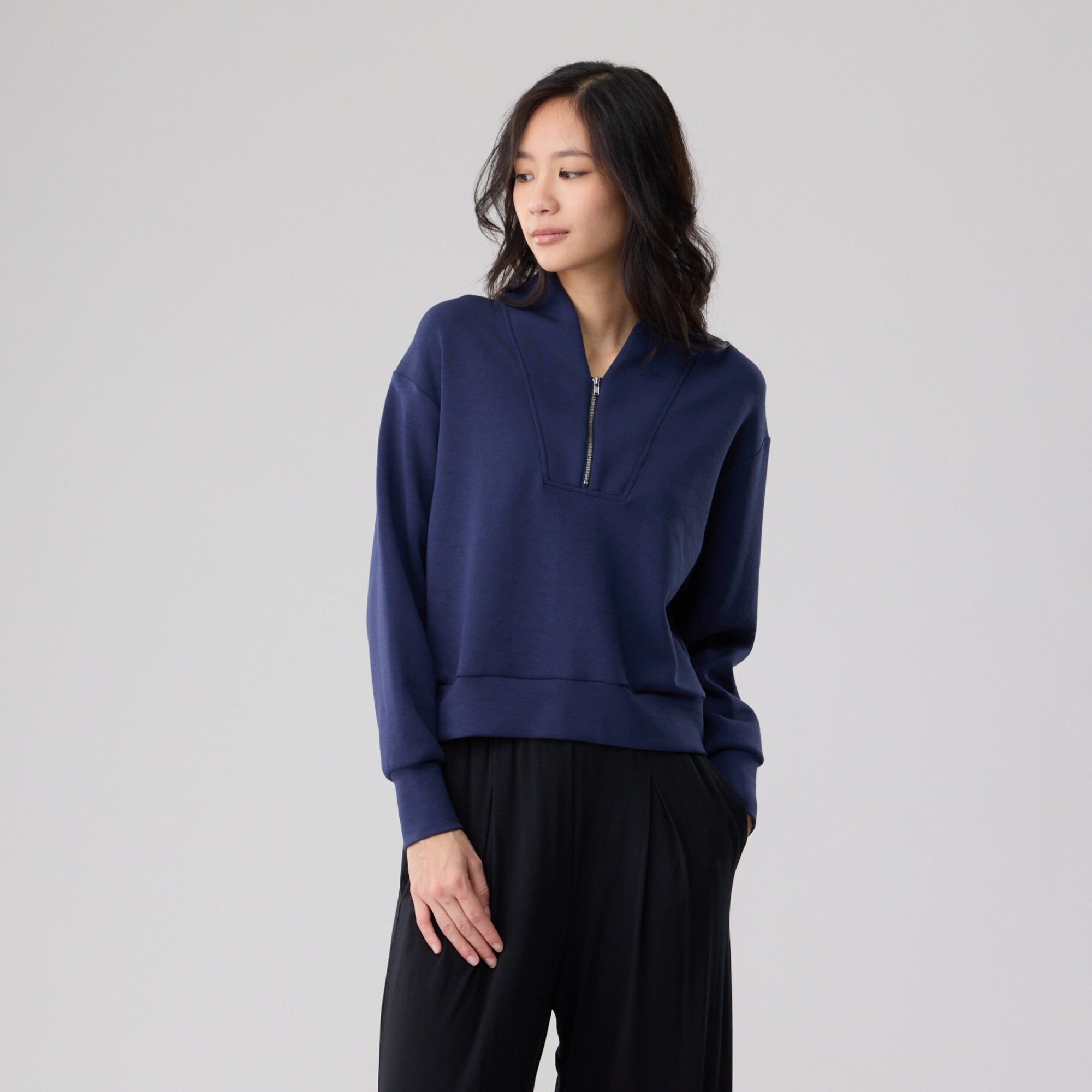 Double Knit Relaxed Half-Zip Sweatshirt