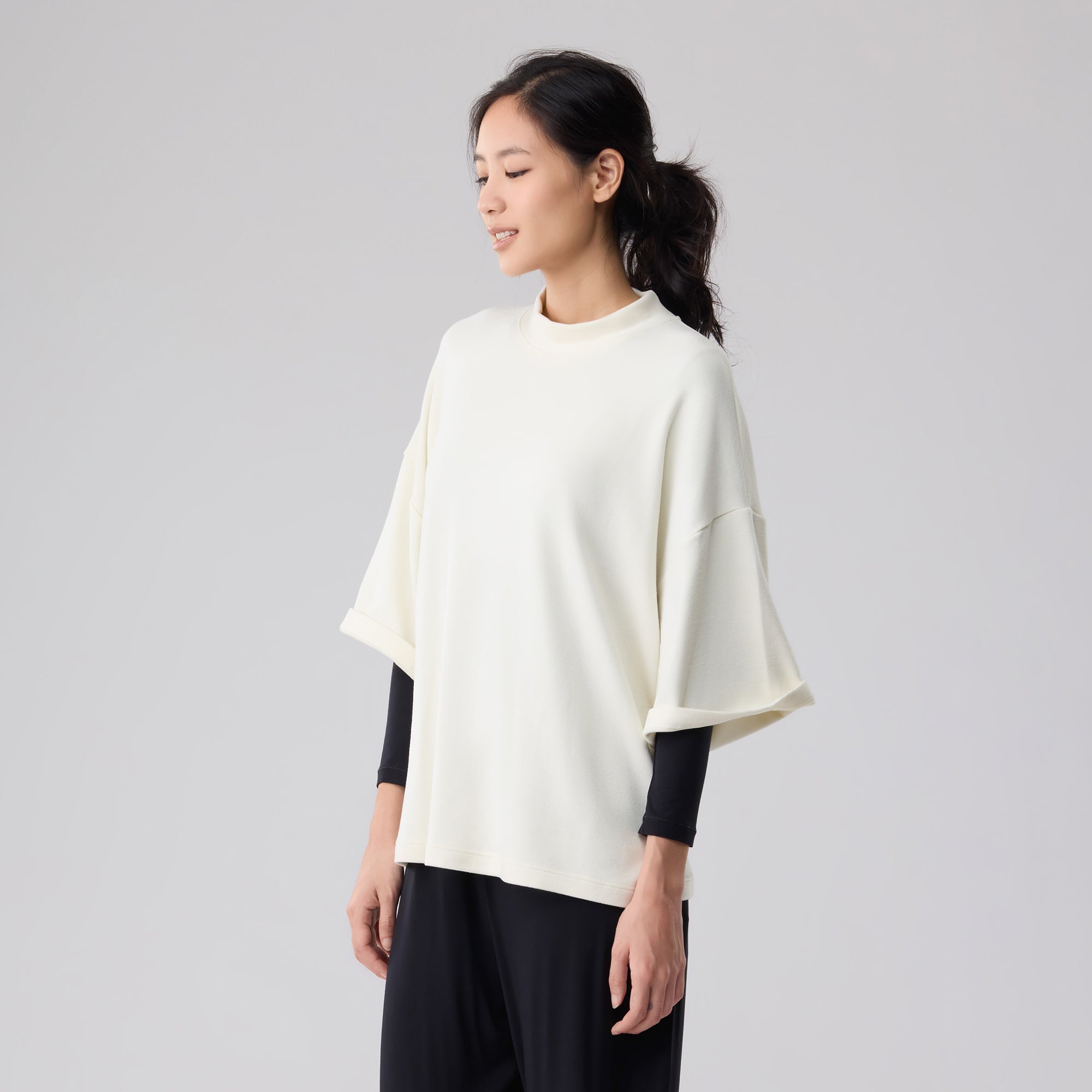Loft Mid Sleeve Mock Neck Top