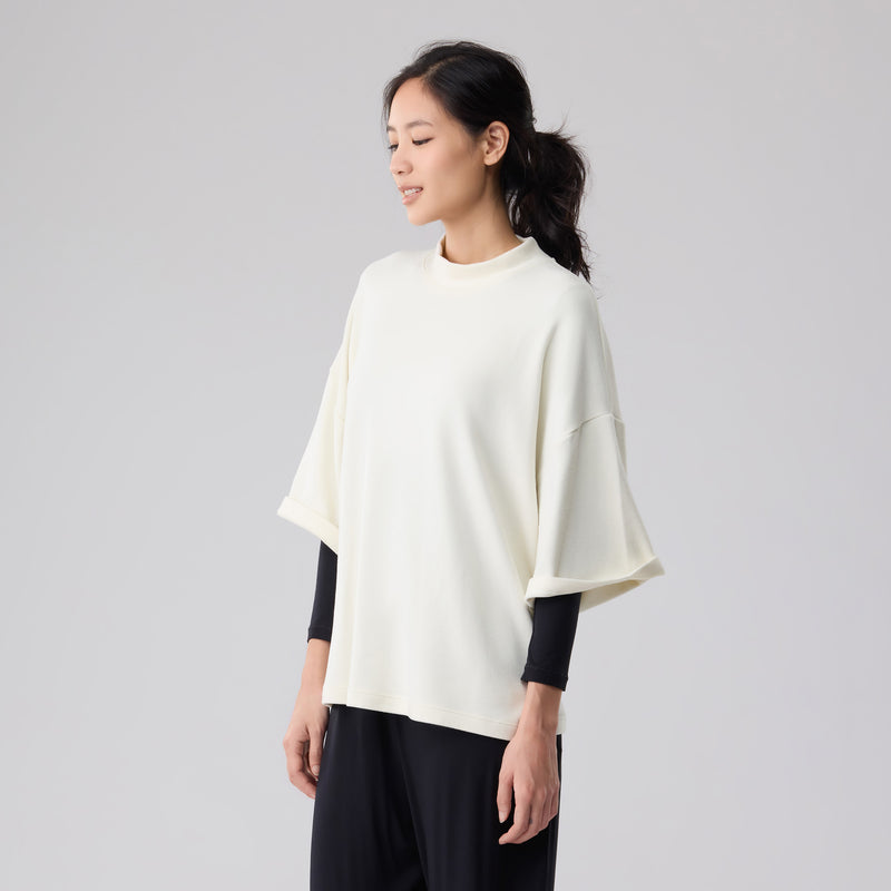 Loft Mid Sleeve Mock Neck Top