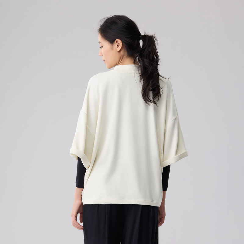 Loft Mid Sleeve Mock Neck Top