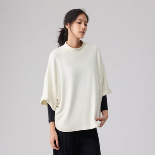 Loft Mid Sleeve Mock Neck Top