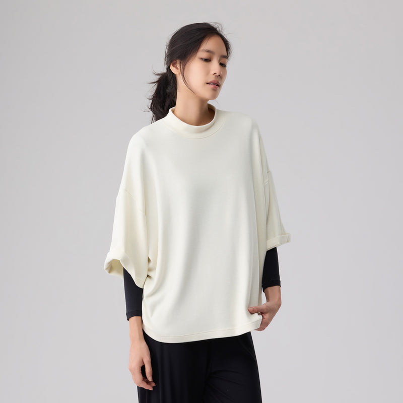 Loft Mid Sleeve Mock Neck Top