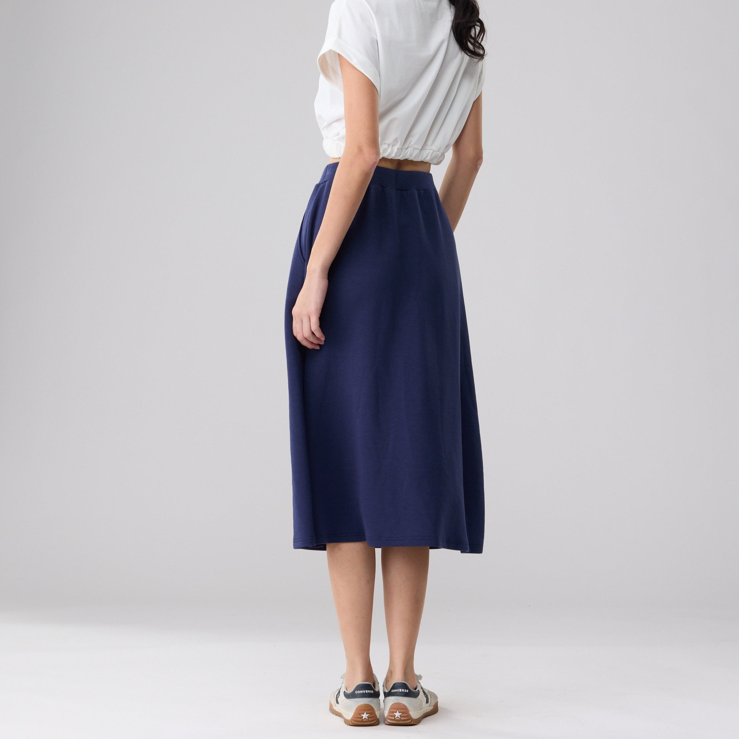Double Knit Casual Midi Skirt