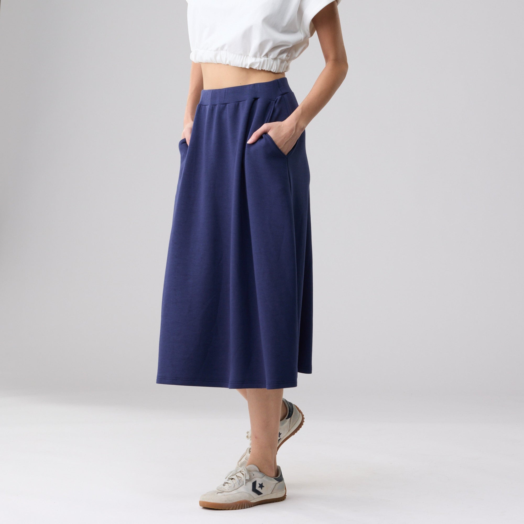 Double Knit Casual Midi Skirt