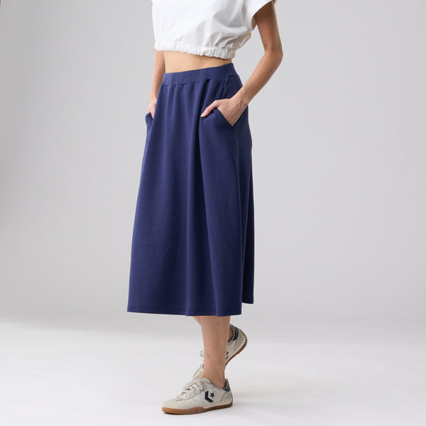 Double Knit Casual Midi Skirt
