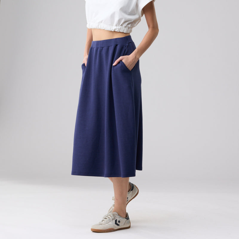 Double Knit Casual Midi Skirt