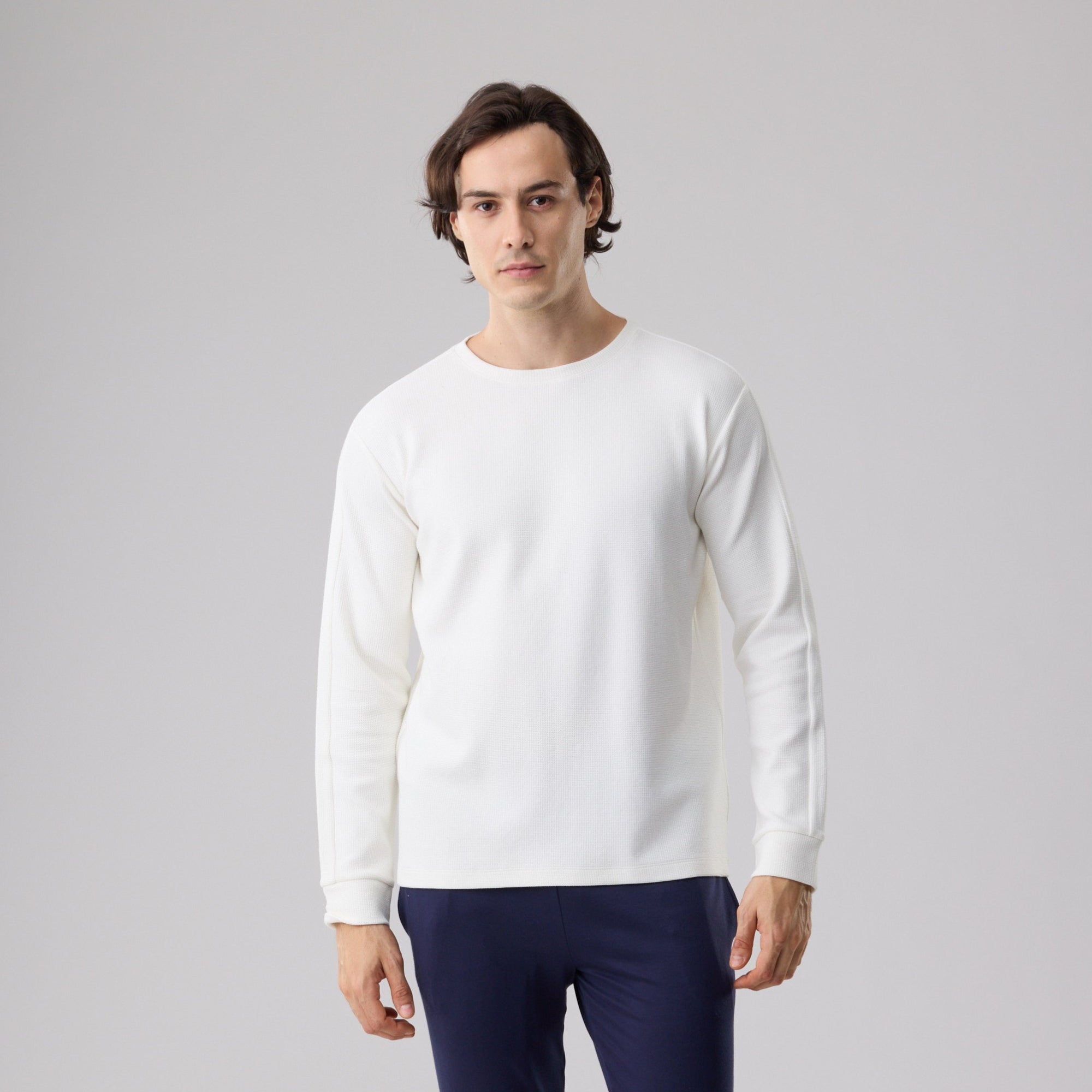 Milk Cotton Waffle Knit Sweatshirt