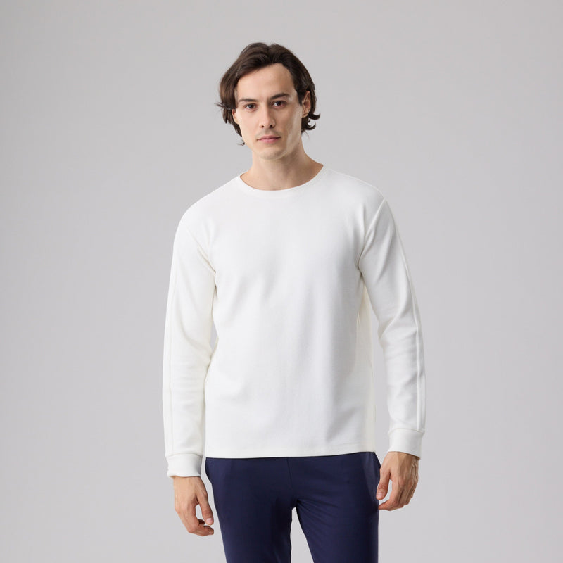 Milk Cotton Waffle Knit Sweatshirt