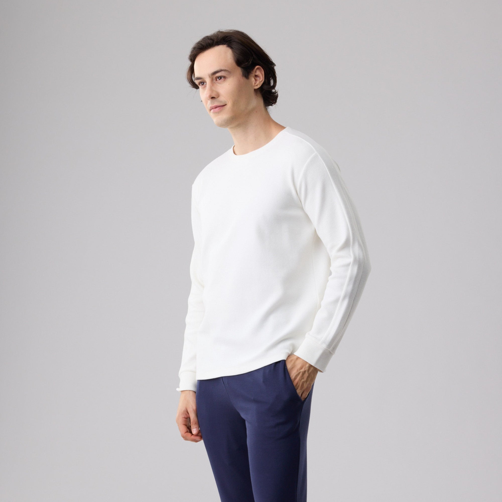 Milk Cotton Waffle Knit Sweatshirt