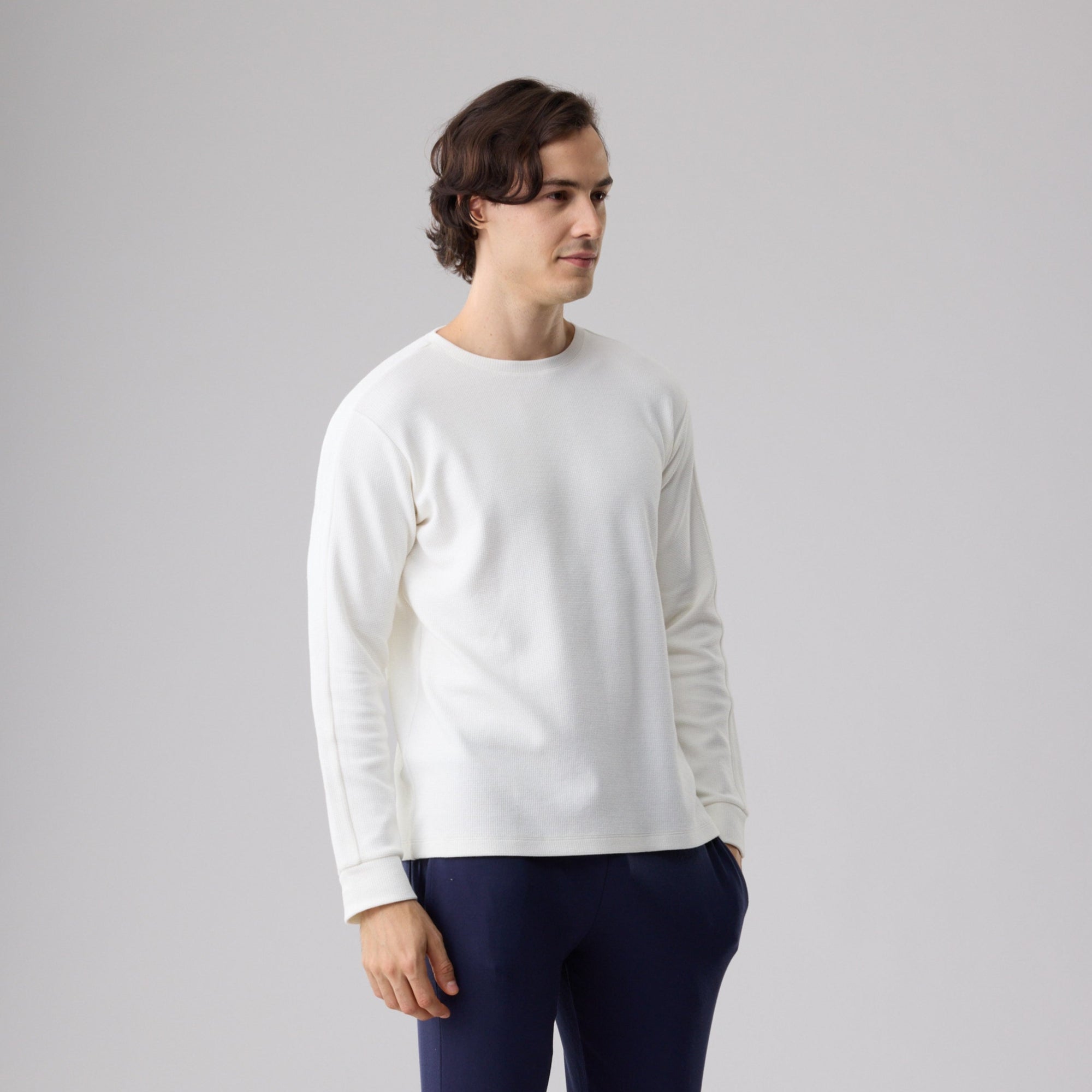 Milk Cotton Waffle Knit Sweatshirt
