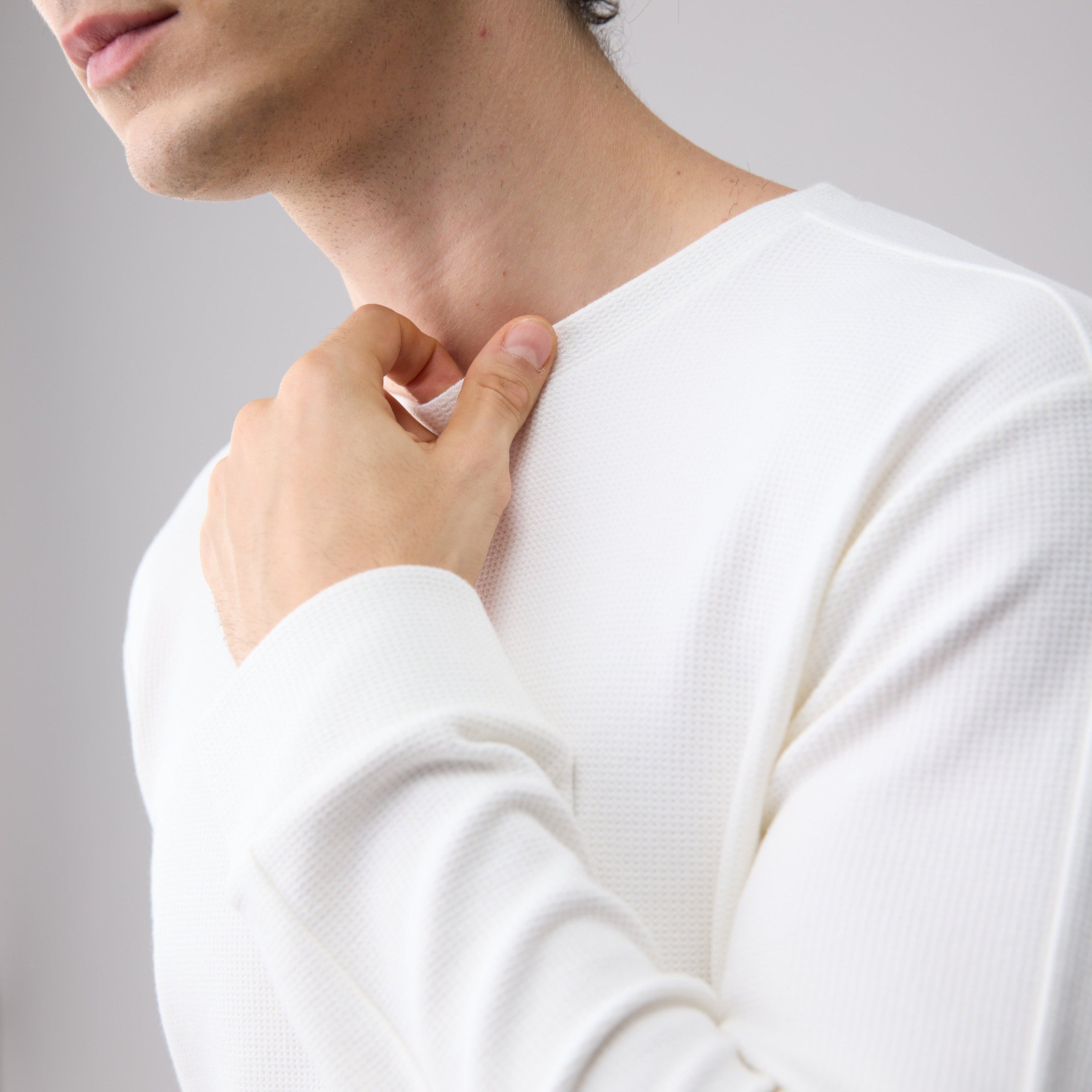 Milk Cotton Waffle Knit Sweatshirt