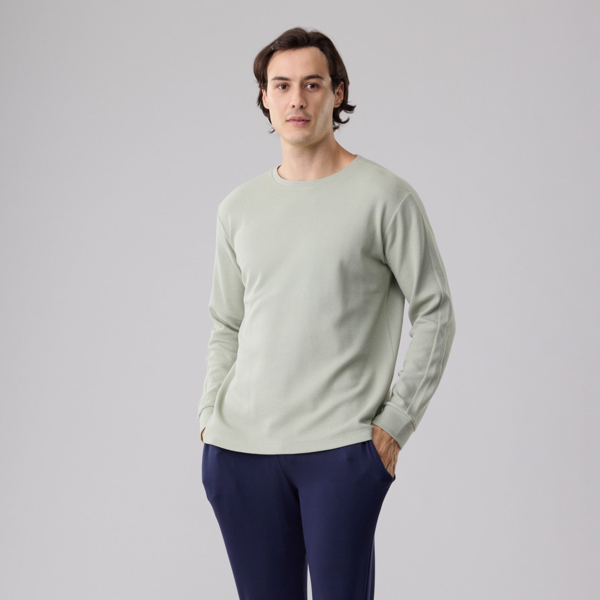 Milk Cotton Waffle Knit Sweatshirt