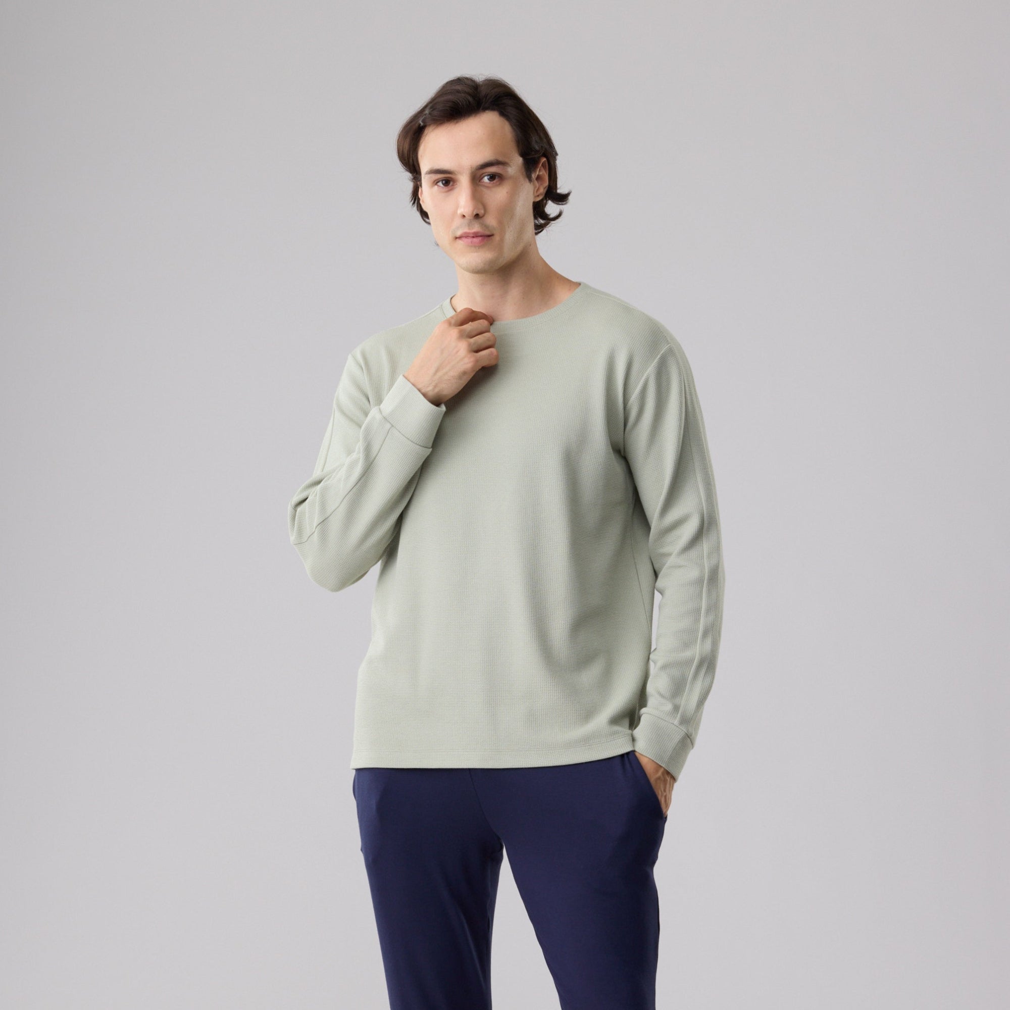 Milk Cotton Waffle Knit Sweatshirt