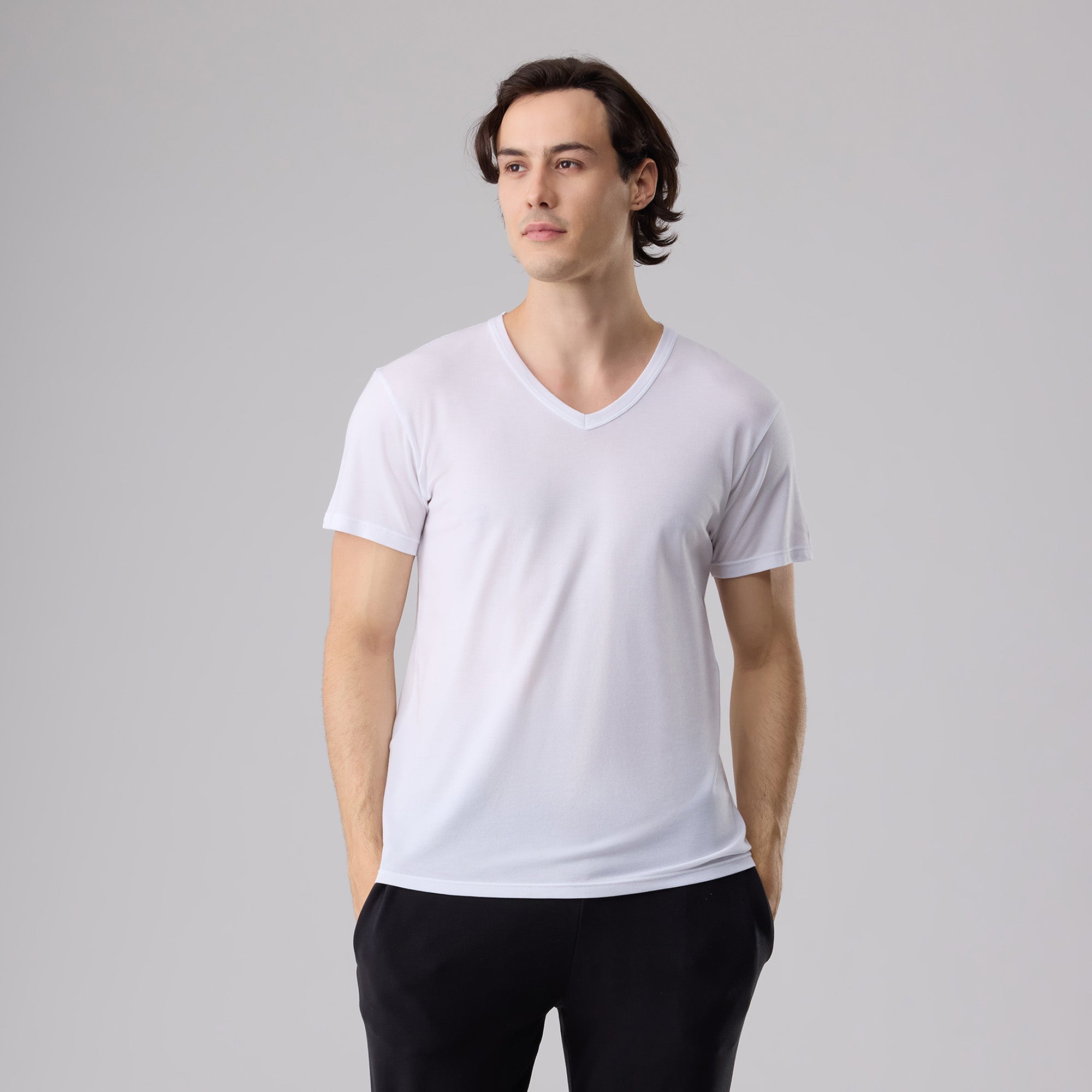 4 Pack Active TENCEL™ Lyocell Pique Knit V Neck Tee