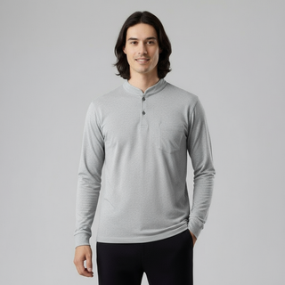 Silktouch TENCEL™ Modal Air Henley Neck Long Sleeve Top