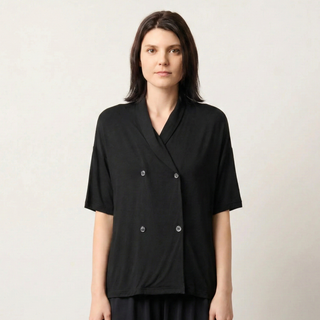 Silktouch TENCEL™ Micro Modal Air Open Collar Short Sleeve Blouse