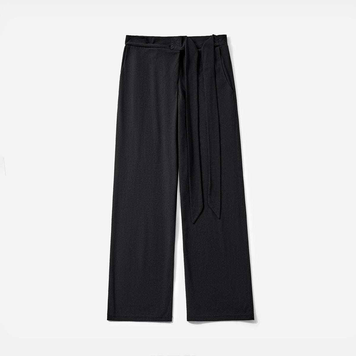 Cool Cotton Lounge Pants with tie-waist, wide-leg design for chic, comfortable lounging.