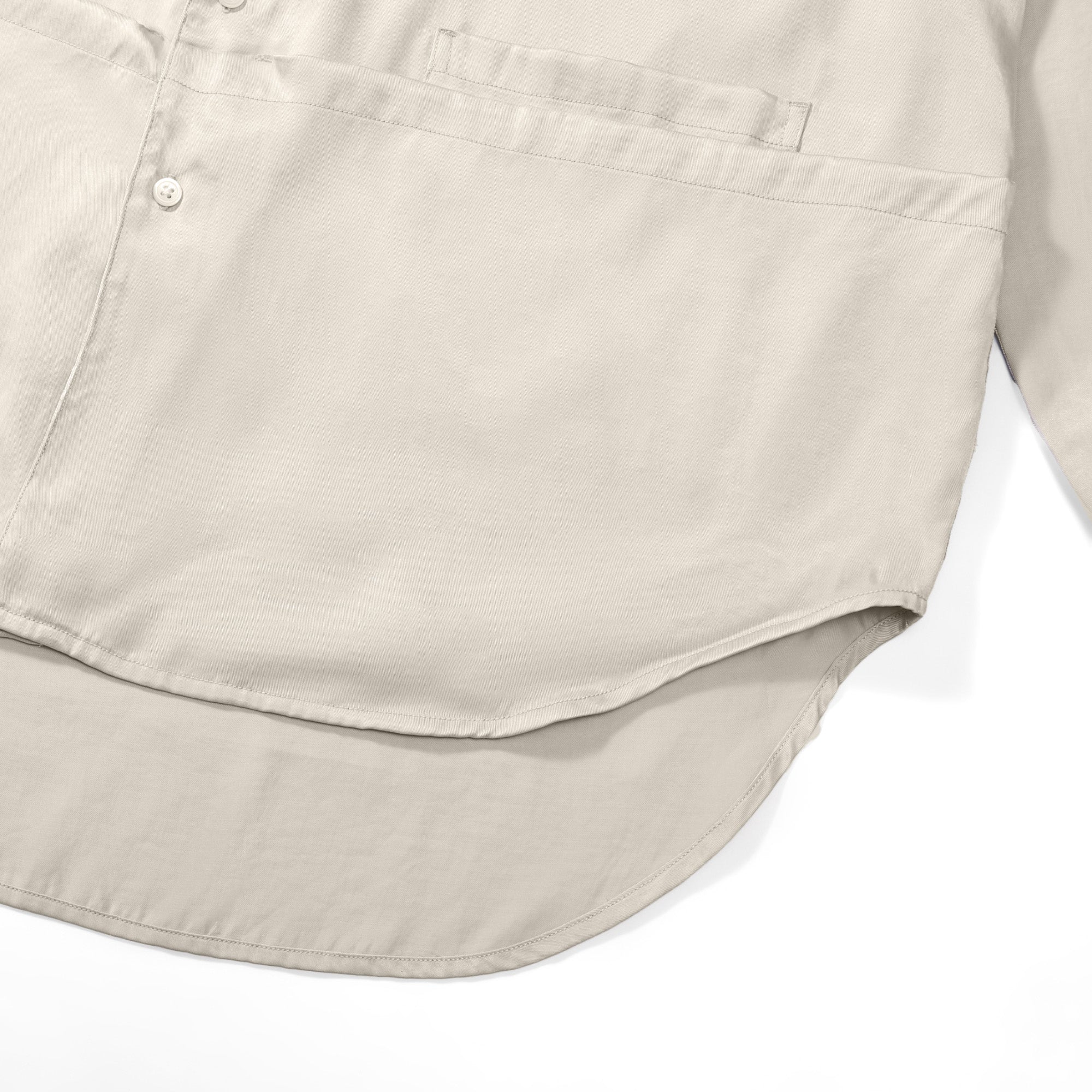 Flow TENCEL™ LUXE relaxed mandarin collar shirt with pockets, eco-friendly and stylish.