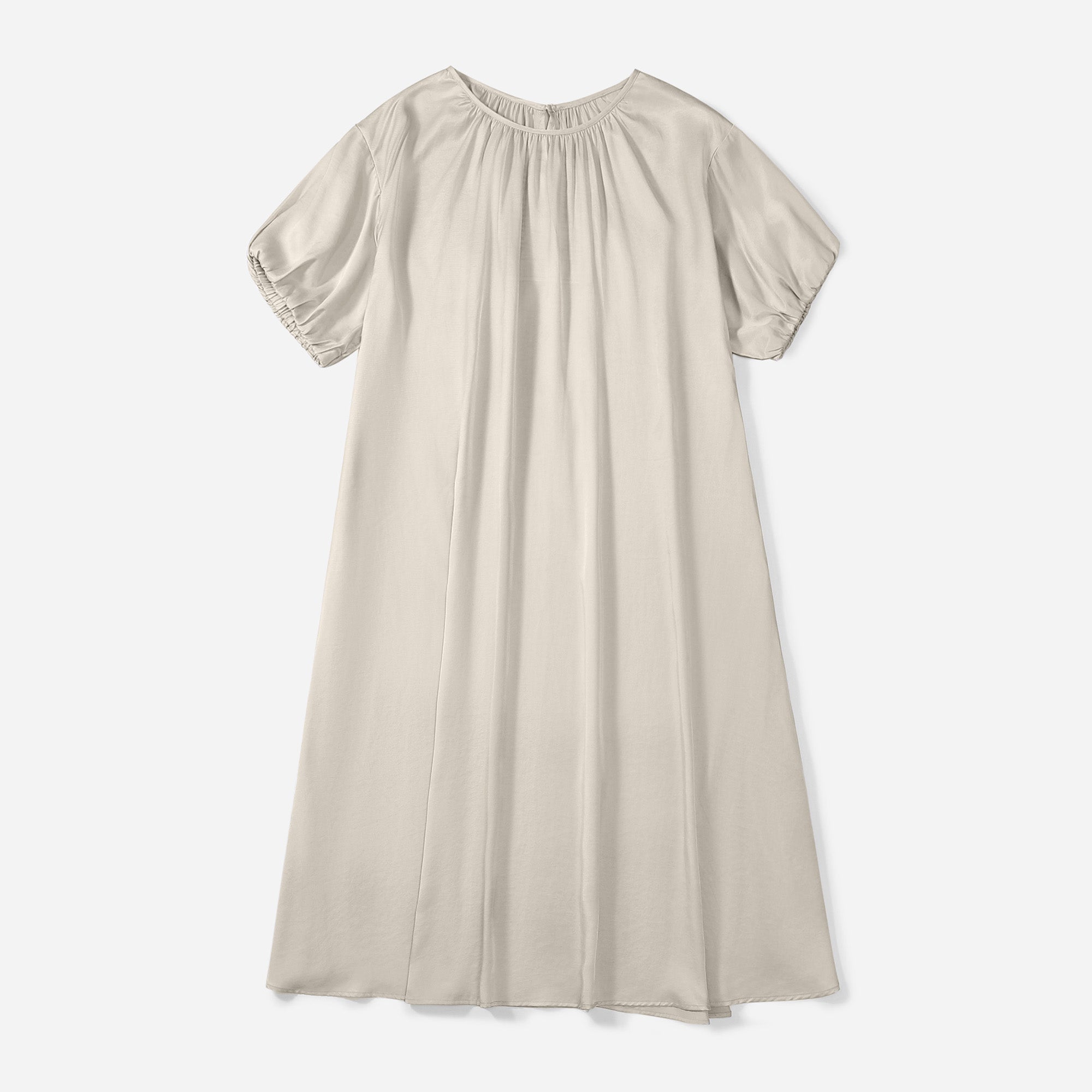Flow TENCEL™ LUXE maxi dress with puffed sleeves and elegant A-line silhouette. Eco-friendly fabric.