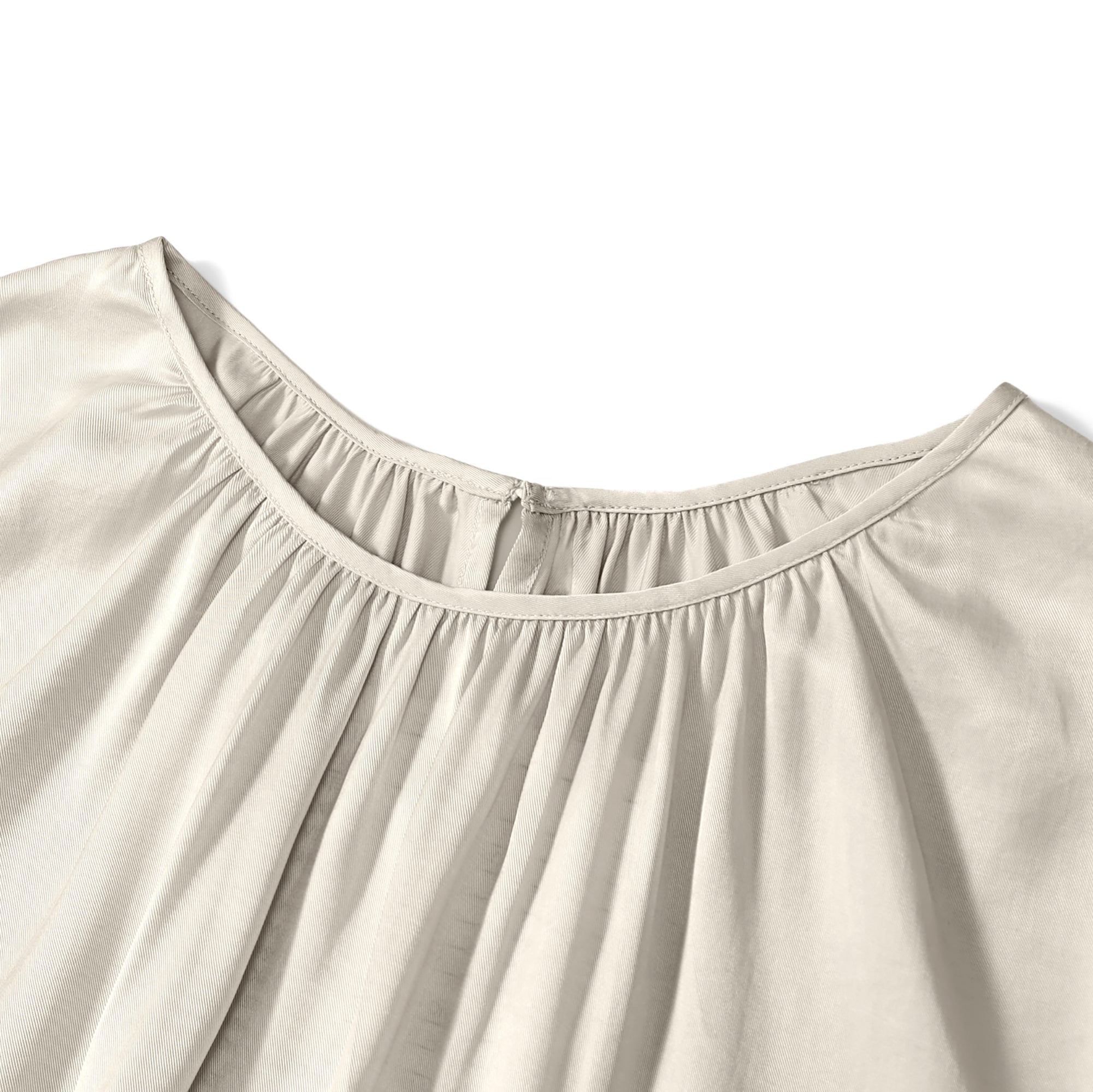 Flow TENCEL™ LUXE puffed sleeve maxi dress in elegant A-line style with soft pleats.