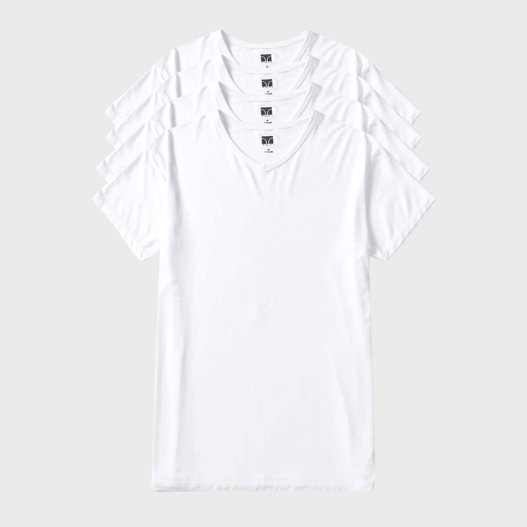 4 Pack Silktouch TENCEL™ Modal Air V Neck Tee - Soft, breathable, and odor-resistant everyday wear.