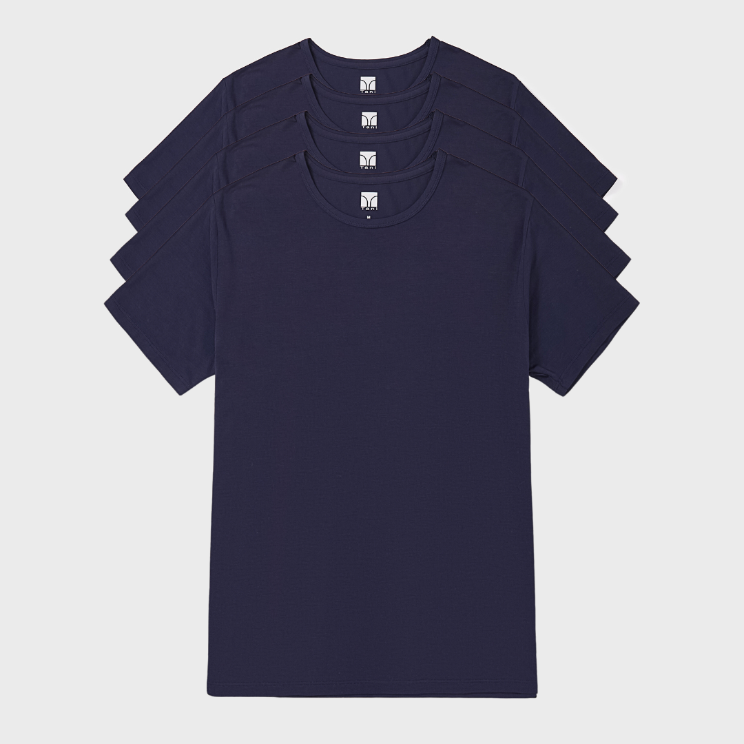 Men's 4 Pack Silktouch TENCEL™ Modal Air Round Neck Tees, soft, breathable, and eco-friendly.