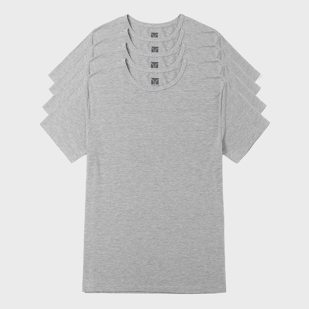 Men's 4 Pack Silktouch TENCEL™ Modal Air Round Neck Tees, breathable, soft, and sustainable.