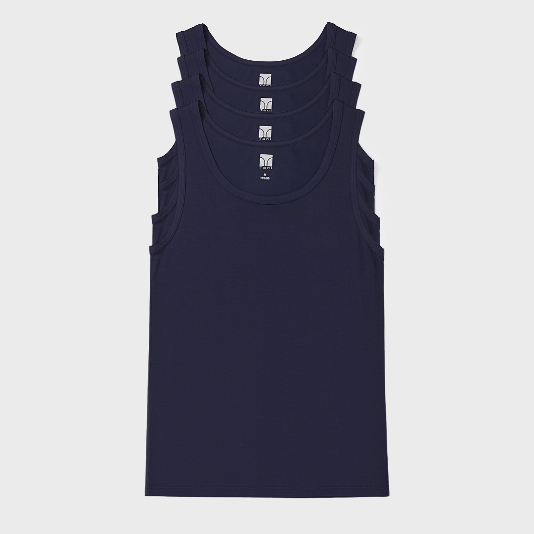 4 Pack Silktouch TENCEL™ Modal Air Tank Tops: Soft, breathable, and moisture-wicking for comfort.