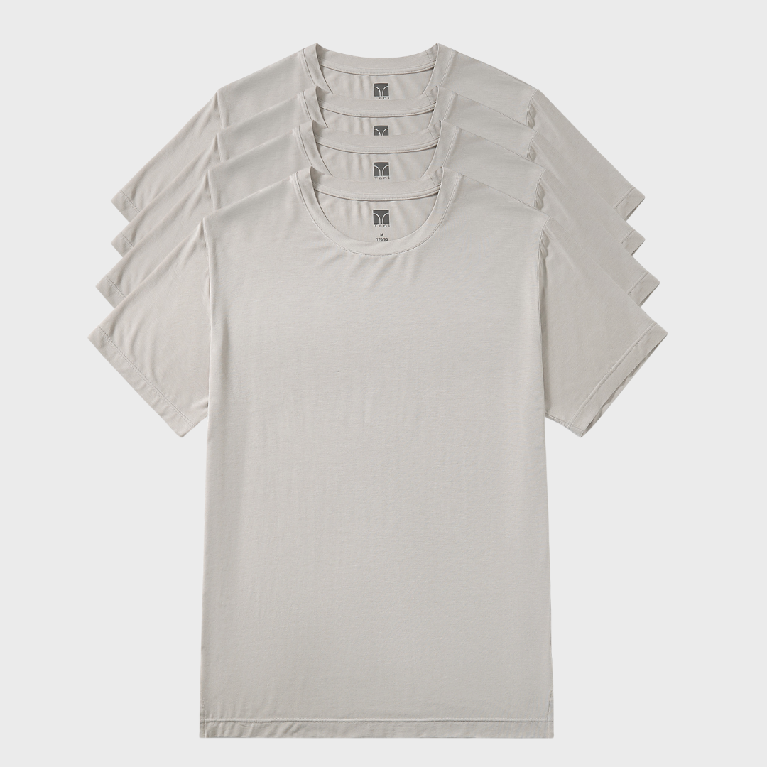 Men's 4 pack round neck tees in TENCEL™ Modal Air, soft, breathable, and eco-friendly.
