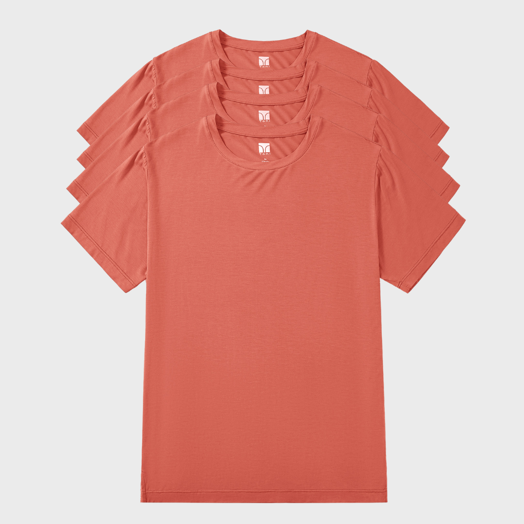 4 Pack Silktouch TENCEL™ Modal Air Round Neck Tees in assorted colors, ultra-soft and breathable.