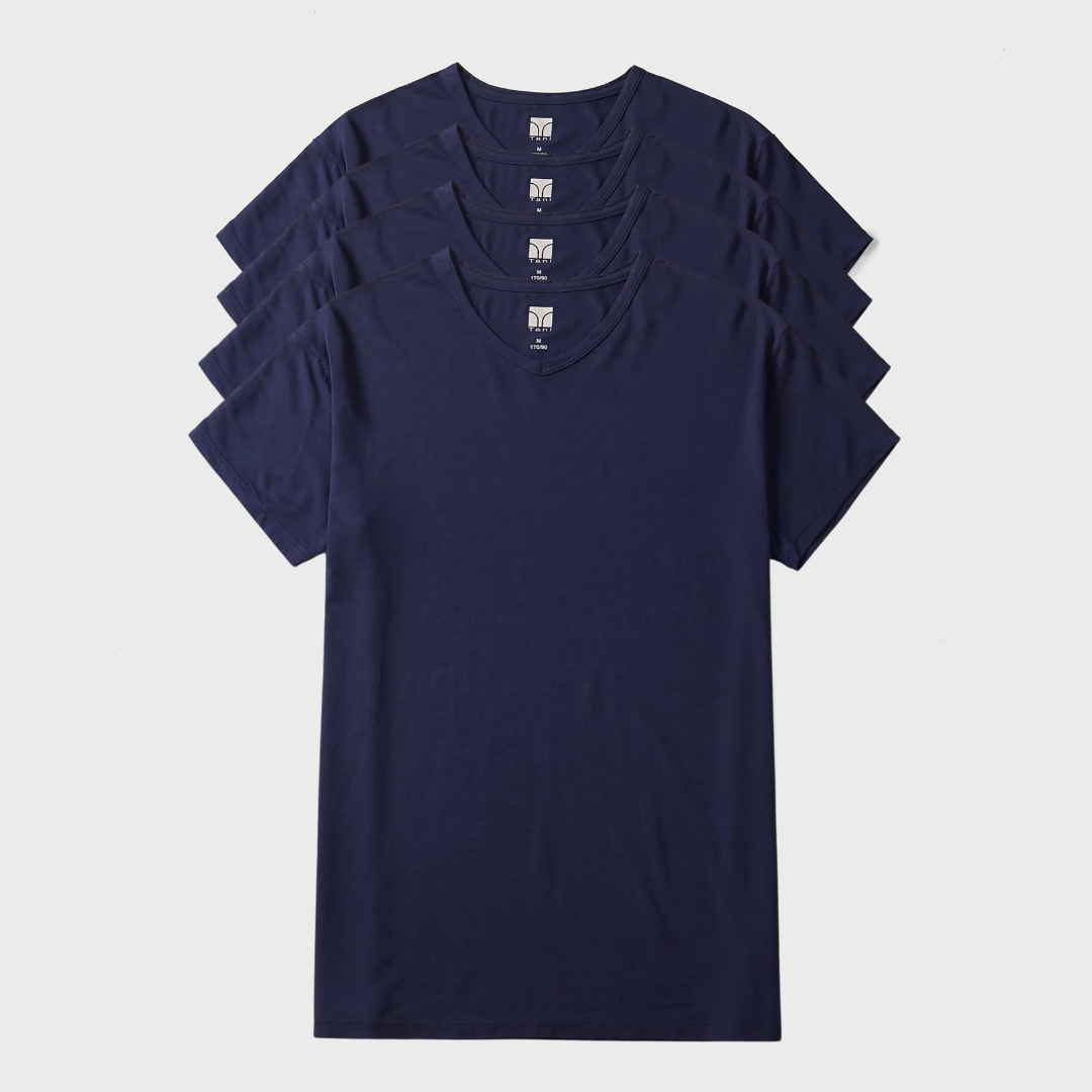 4 Pack Silktouch TENCEL™ Modal V Neck Tees - Soft, breathable, and eco-friendly everyday wear.