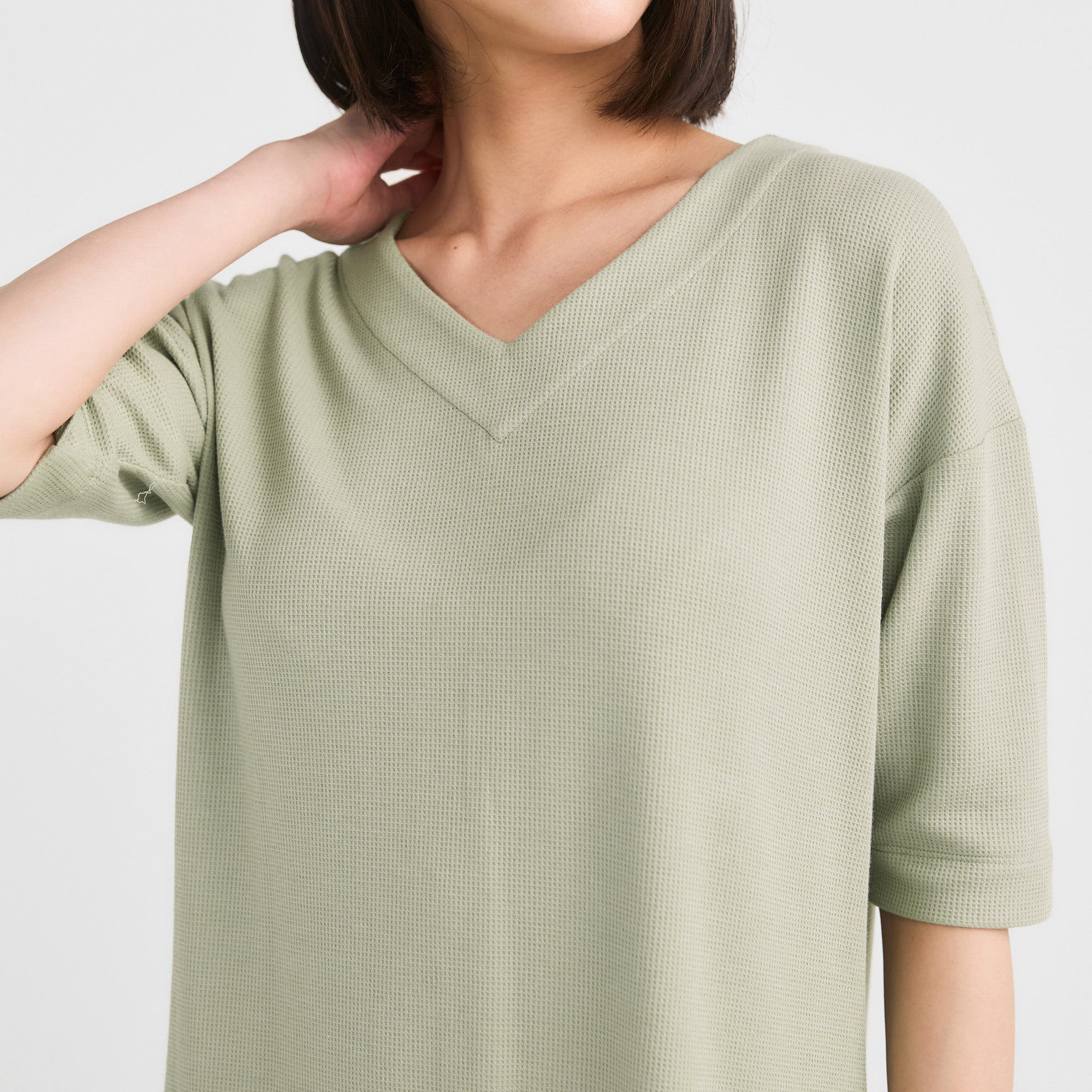 Milk Cotton Waffle Knit Lounge Dress