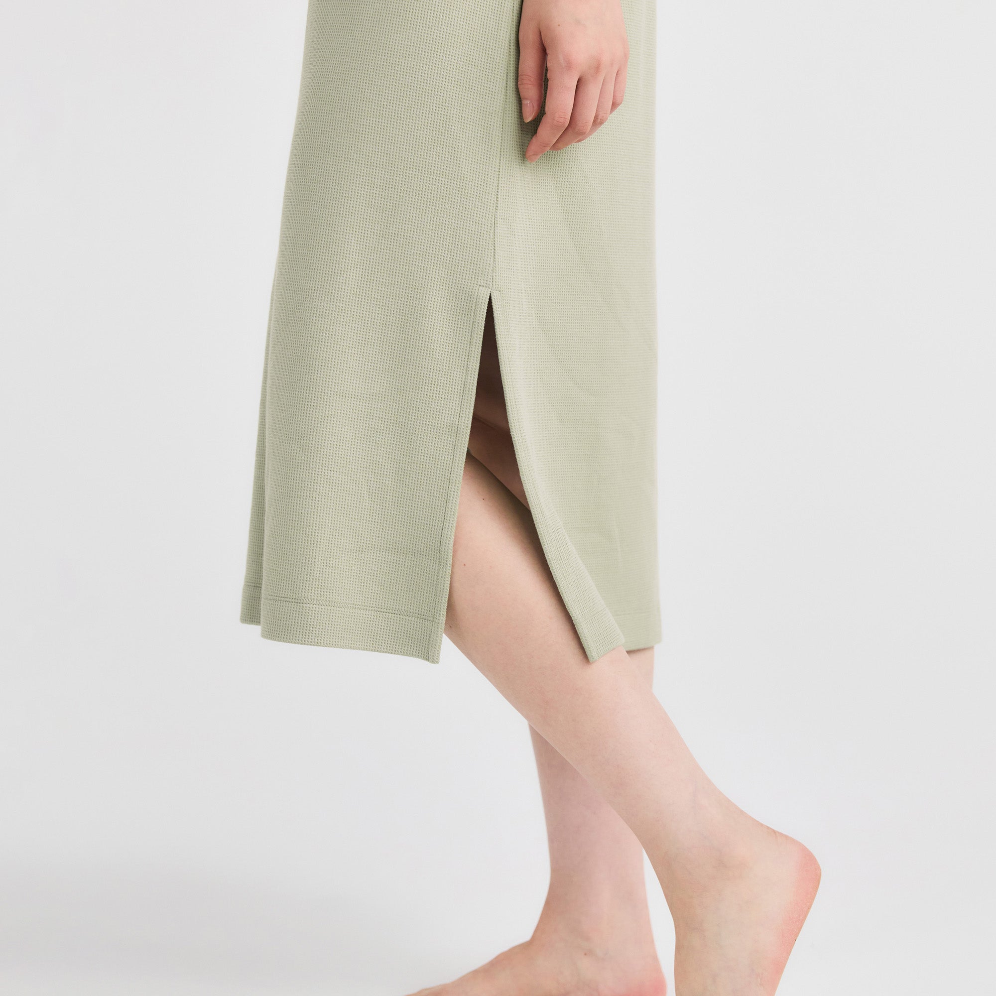 Milk Cotton Waffle Knit Lounge Dress