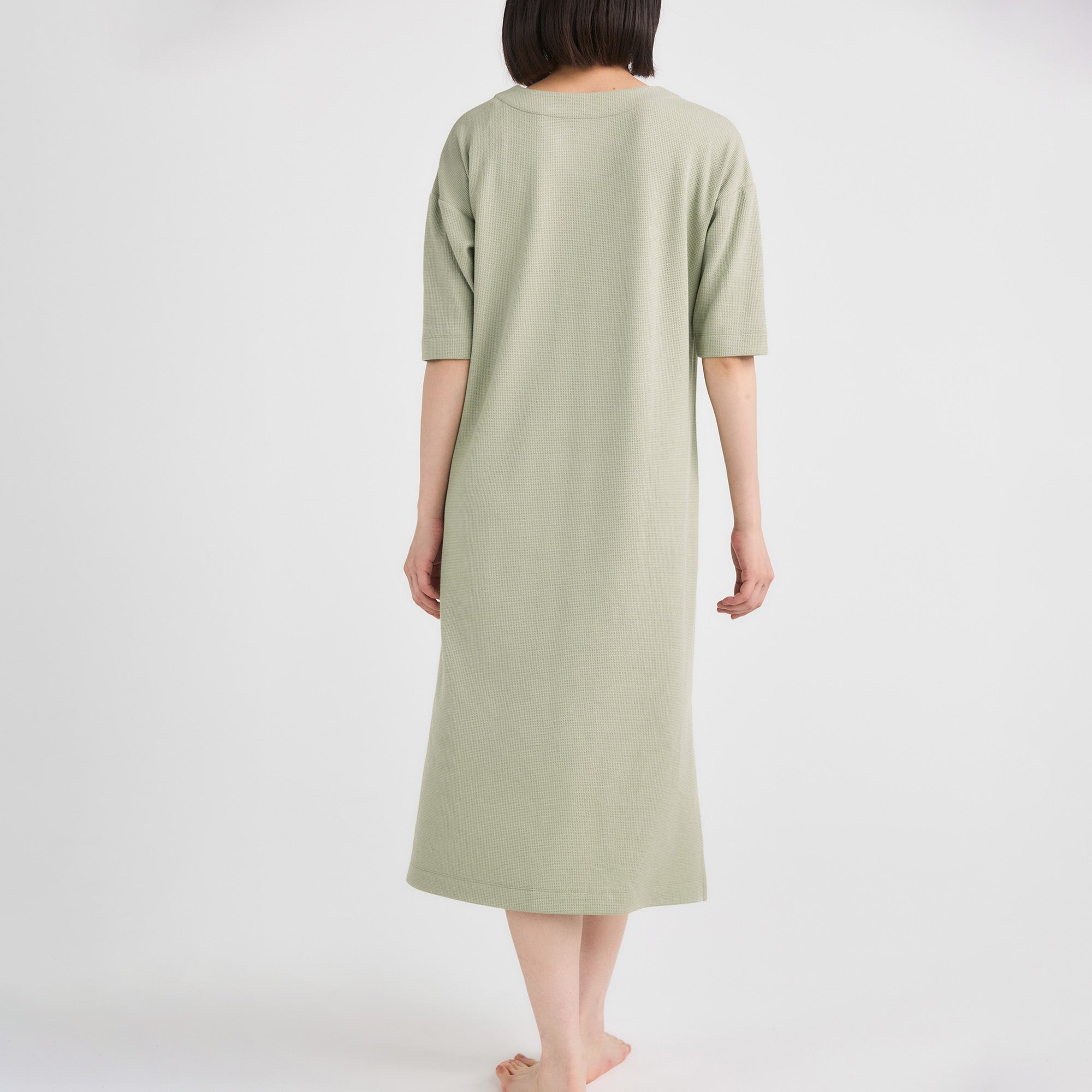 Milk Cotton Waffle Knit Lounge Dress