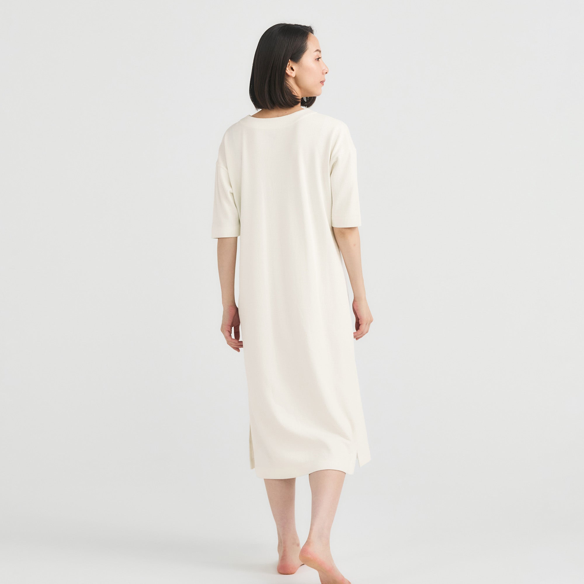 Milk Cotton Waffle Knit Lounge Dress