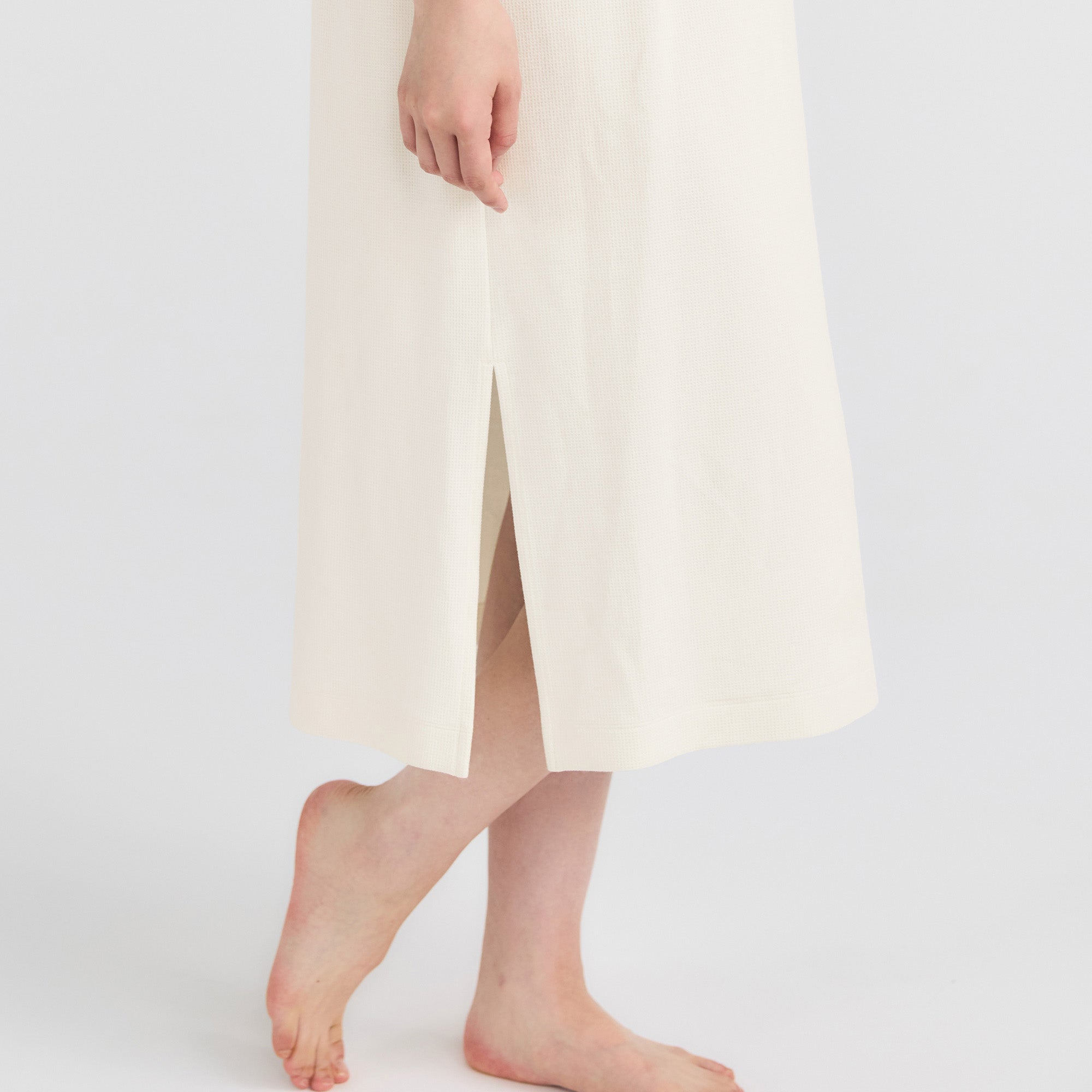 Milk Cotton Waffle Knit Lounge Dress