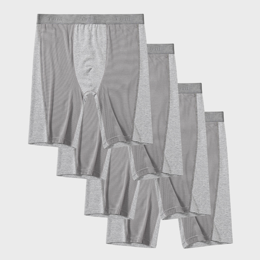 4 Pack SportMesh Midway Boxer with moisture-wicking mesh and dual-layer pouch support.