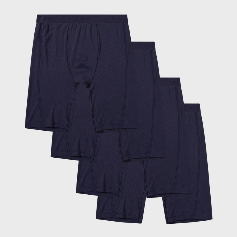 4 件裝運動網布提花腰帶中途平口內褲