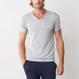 Modal Silk Seamless V-neck Short Sleeve T-Shirt