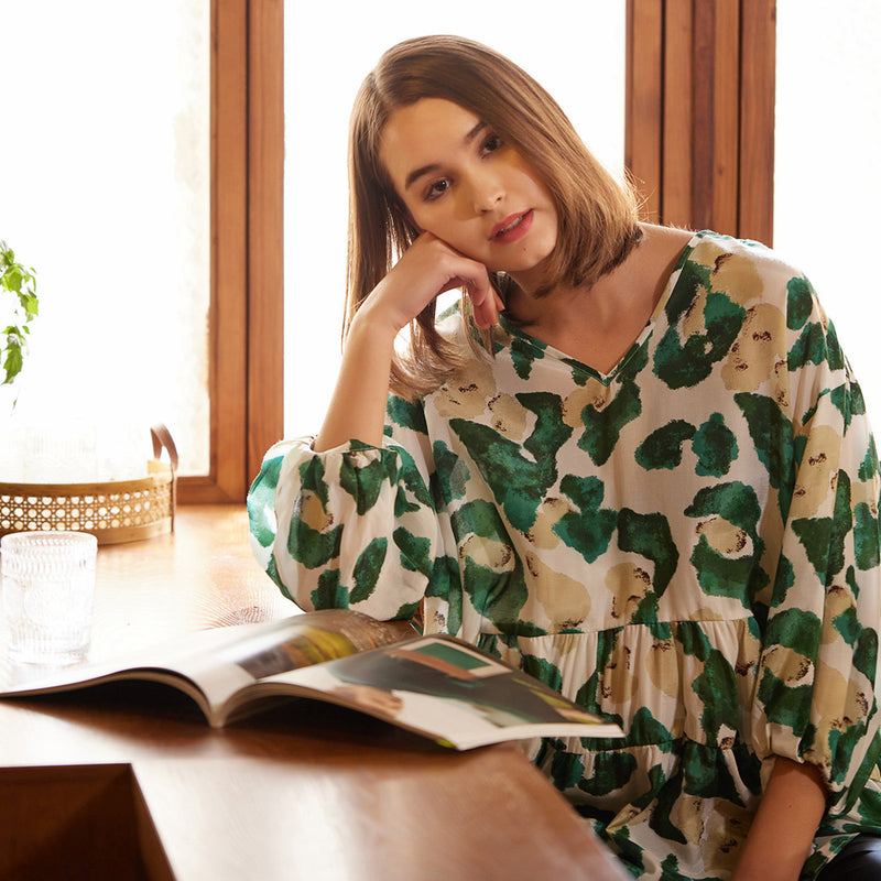 Flow TENCEL™ LUXE Puffed Sleeve Blouse (Made in Japan)