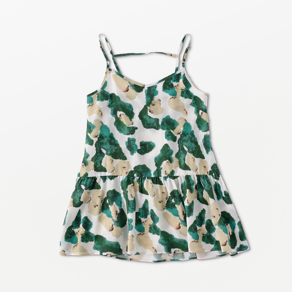 Flow TENCEL™ LUXE Peplum Top with adjustable straps, eco-friendly, and elegantly designed.