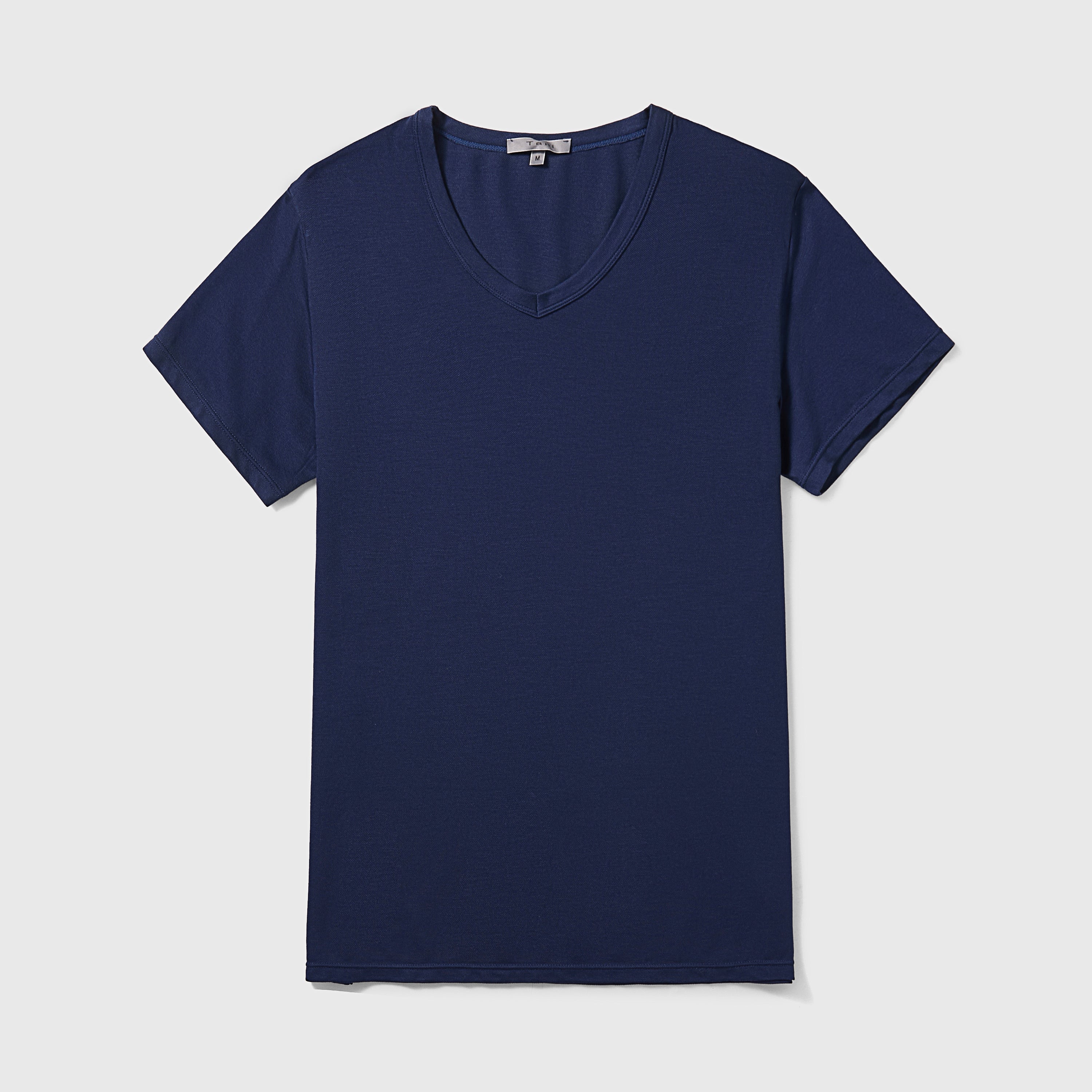 Active TENCEL™ Lyocell V-Neck Tee in breathable pique knit for comfort and moisture control.