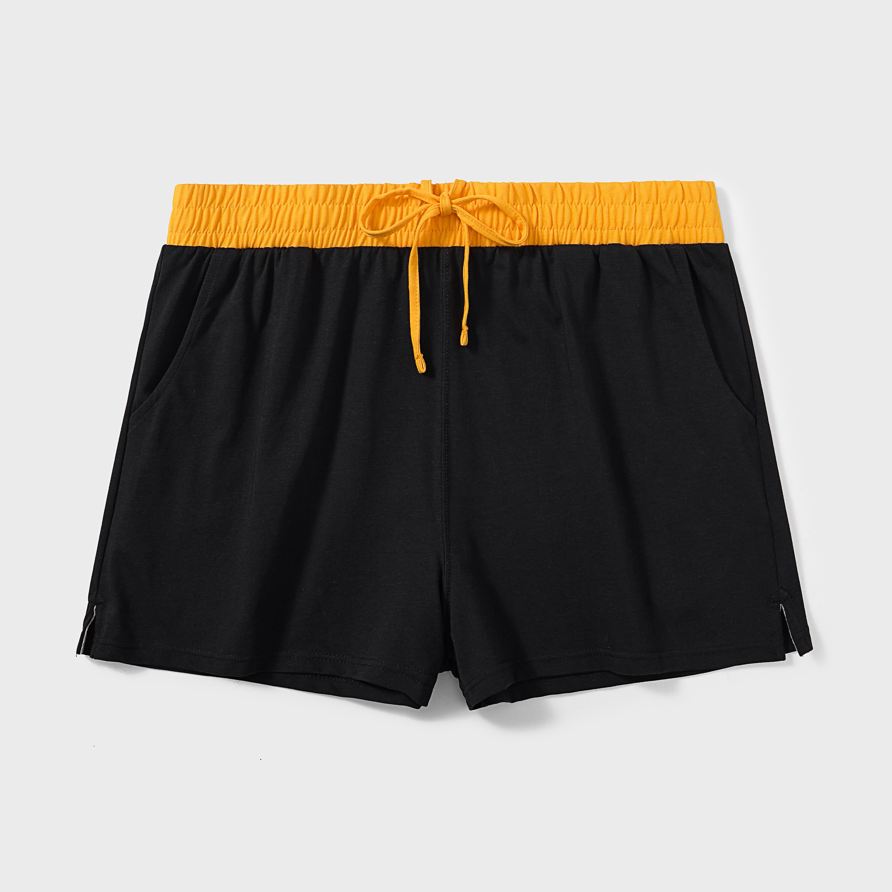 Cool Cotton Shorts with contrasting waistband, lightweight fabric, and relaxed fit for comfort.