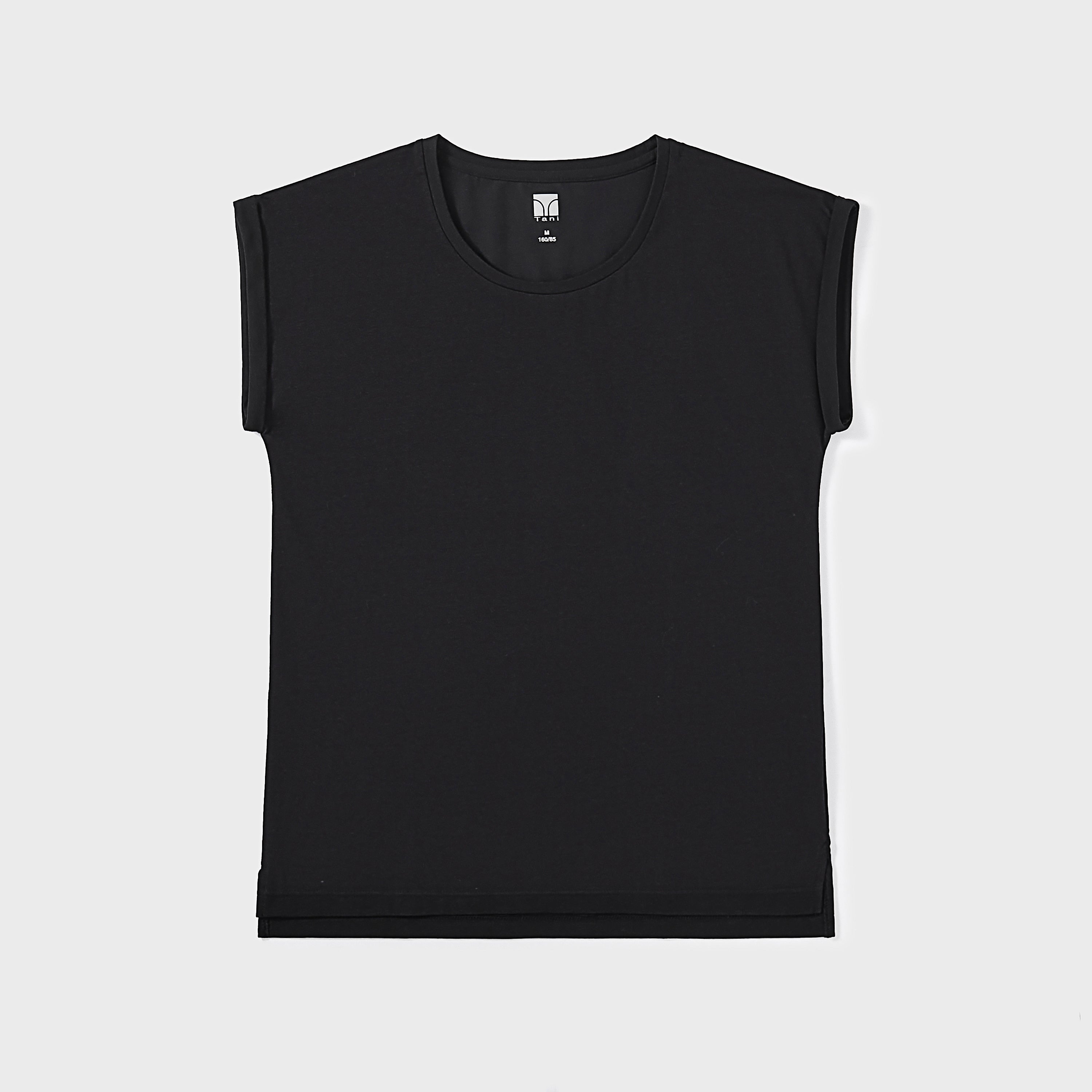 Cool Cotton Cap Sleeve Relaxed Top in soft fabric, perfect for casual or work outfits.